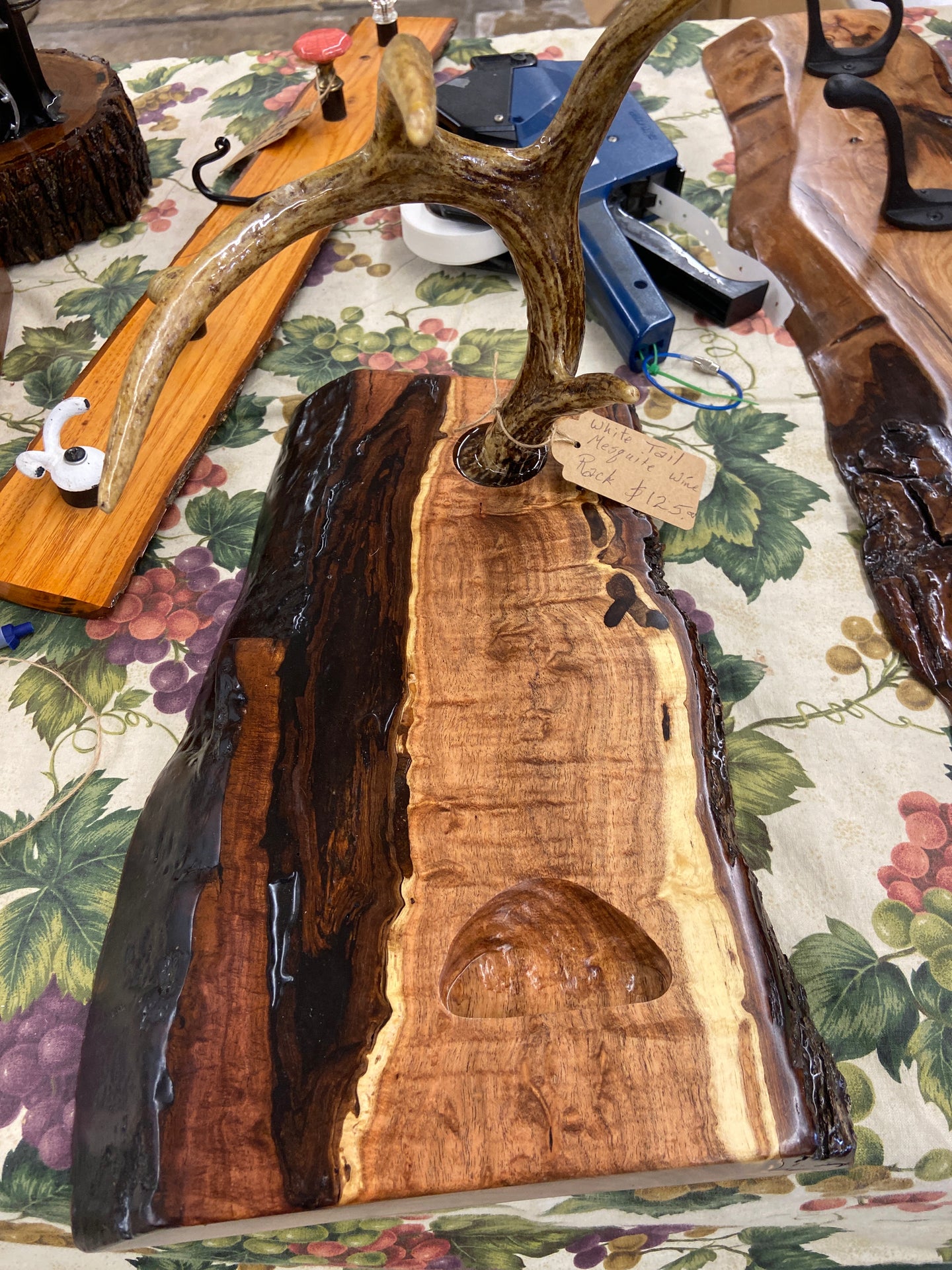 RWK White Tail Antler Mesquite Wine Bottle Rack